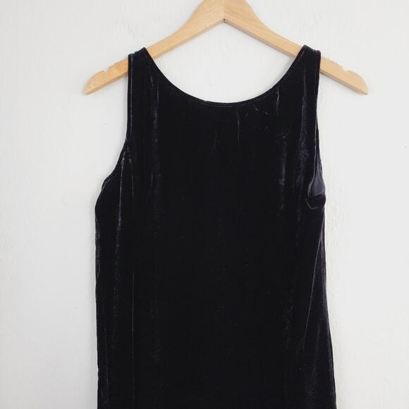 NEW Eileen Fisher Black Crushed Velvet Scoop Neck Sleeveless Midi Dress - Picture 11 of 12
